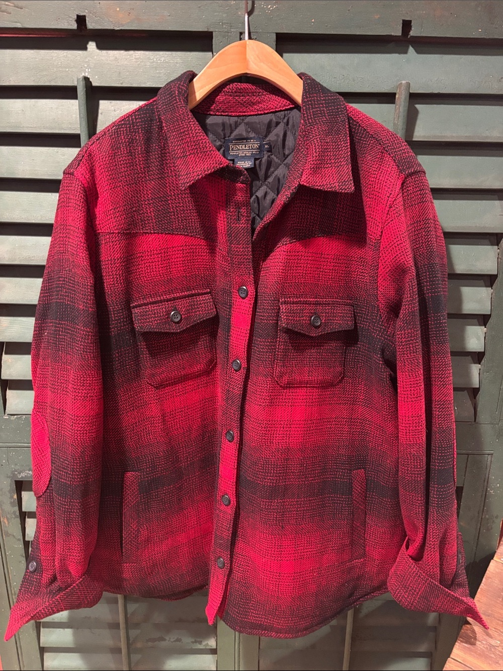 Pendleton  Red Wool Blend Plaid Shirt Jacket